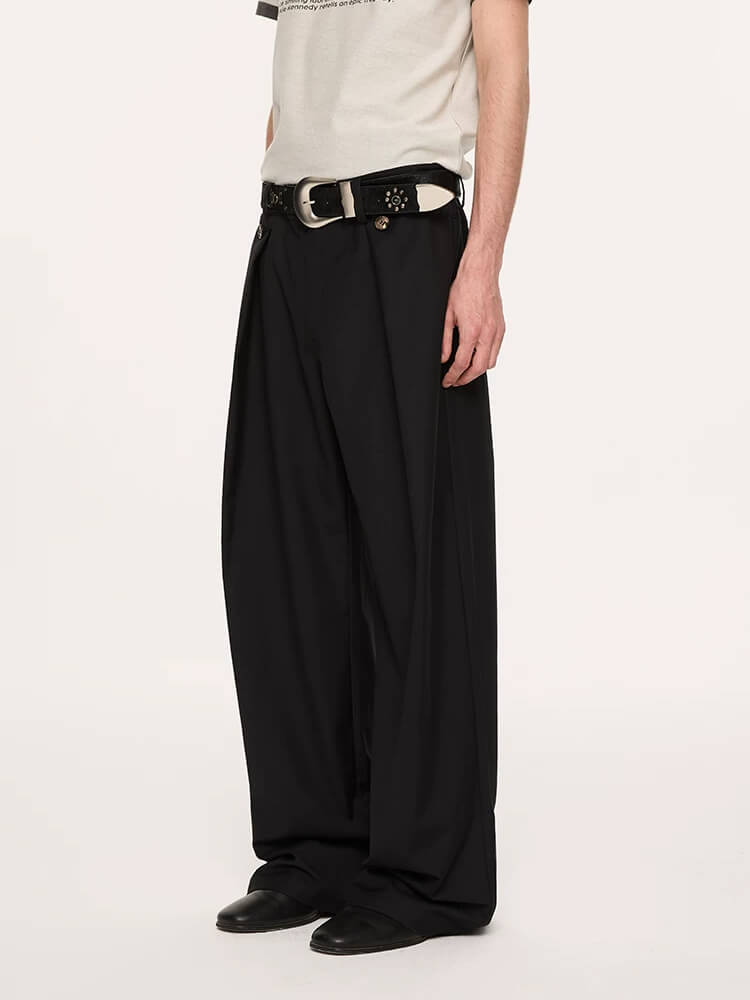 Pleated Deconstructed Straight Leg Suit Pants - Image 3