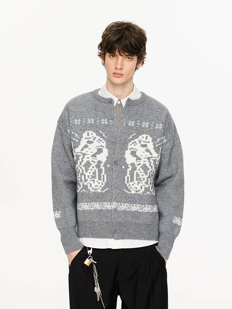 Loose Jacquard Knit Cardigan Fall Warm Couple Sweater - Image 5