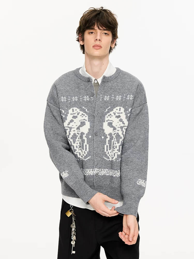 Loose Jacquard Knit Cardigan Fall Warm Couple Sweater - Image 4