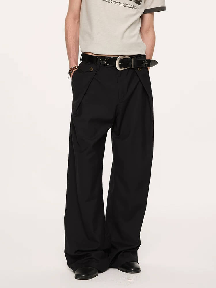 Pleated Deconstructed Straight Leg Suit Pants - Image 2