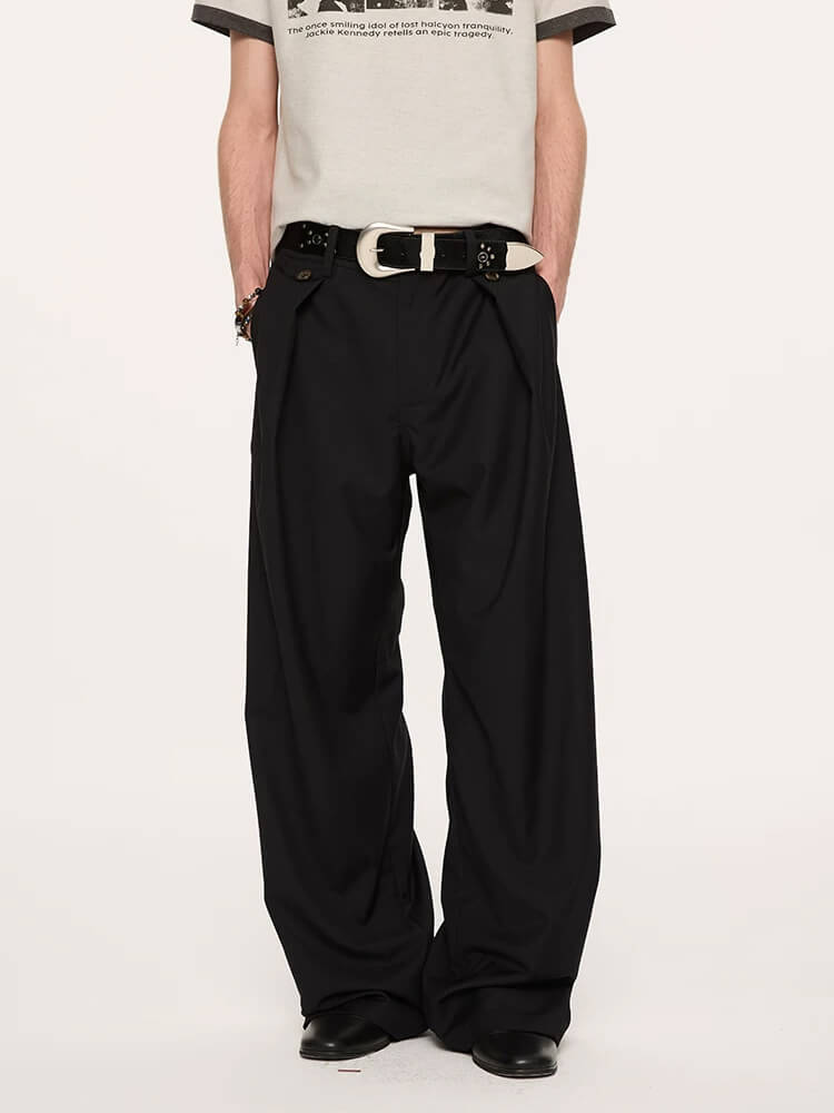 Pleated Deconstructed Straight Leg Suit Pants - Image 4