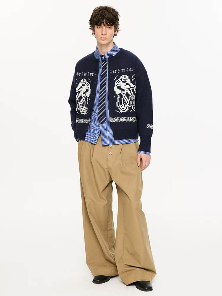Loose Jacquard Knit Cardigan Fall Warm Couple Sweater - Image 2